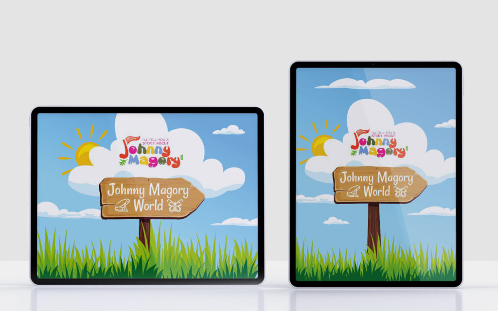 digital design - johnny magory app on tablet - charlene elliott design